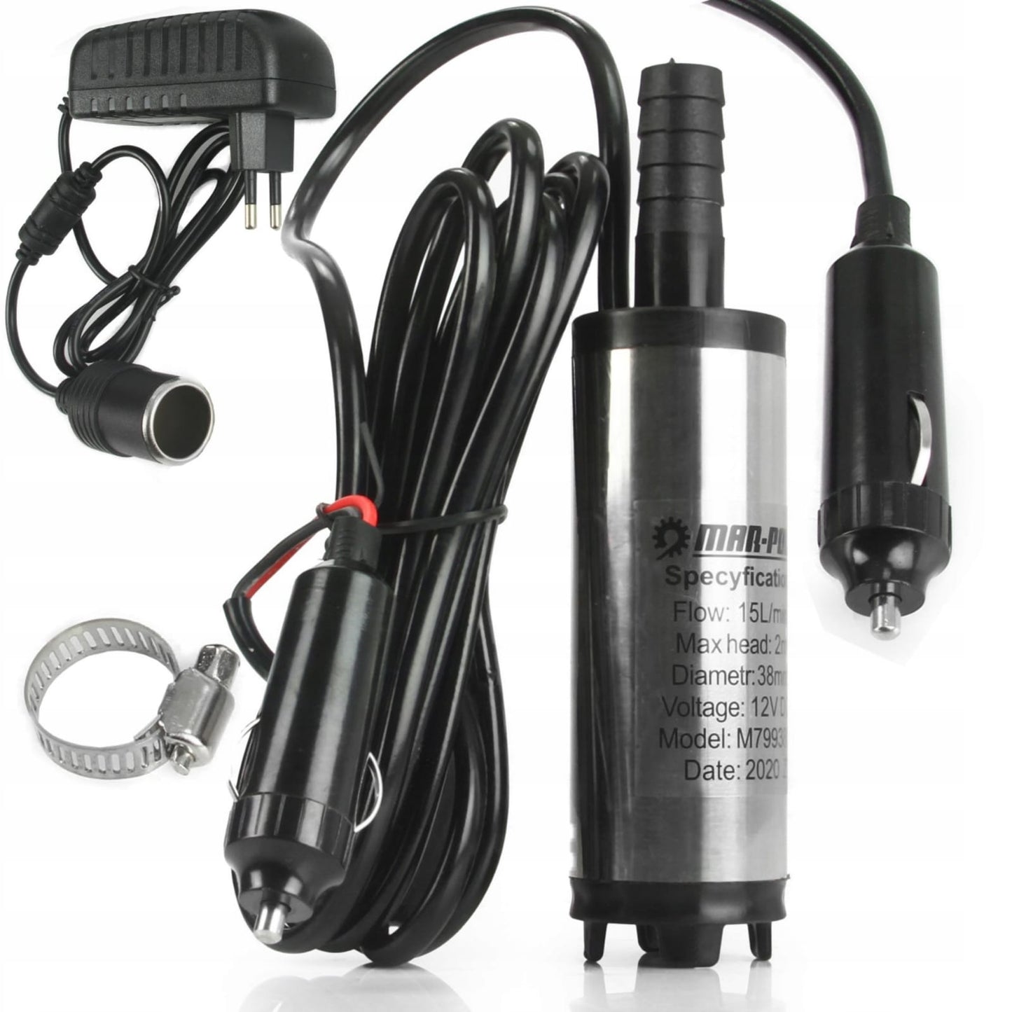 Pompa submersibila transfer ulei si motorina 12v si 220v 38mm din inox