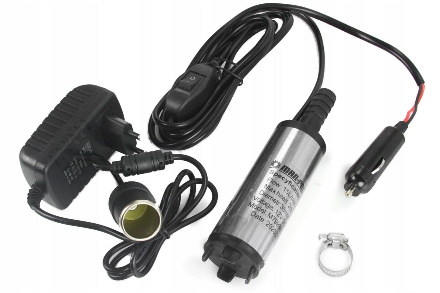 Pompa submersibila transfer ulei si motorina 12v si 220v 38mm din inox