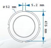 Cheie tubulara 52 x 47.5 mm cu 4 dinti pentru Scania