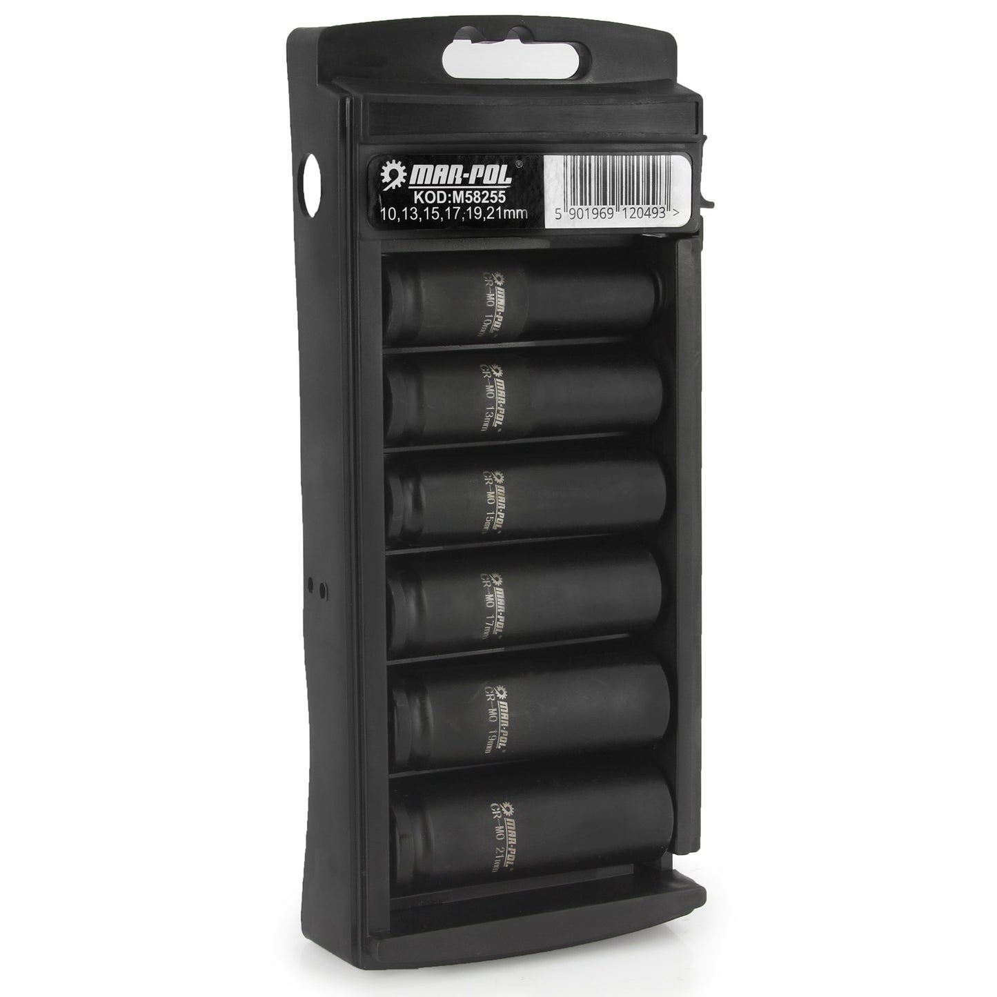 Set chei tubulare lungi impact 1/2" 6piese 10-21mm cu organizator