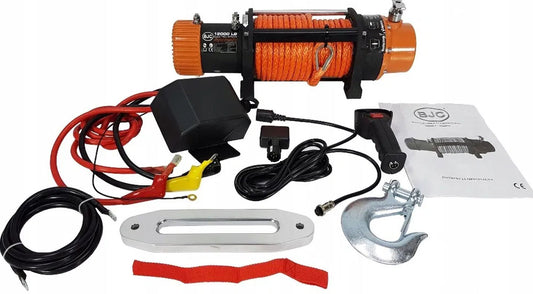 Troliu auto electric 12 volti OFF-ROAD si Atv profesional 12v 12000lbs 5440kg sfoara sintetica 6.6hp, Troliu Platforma